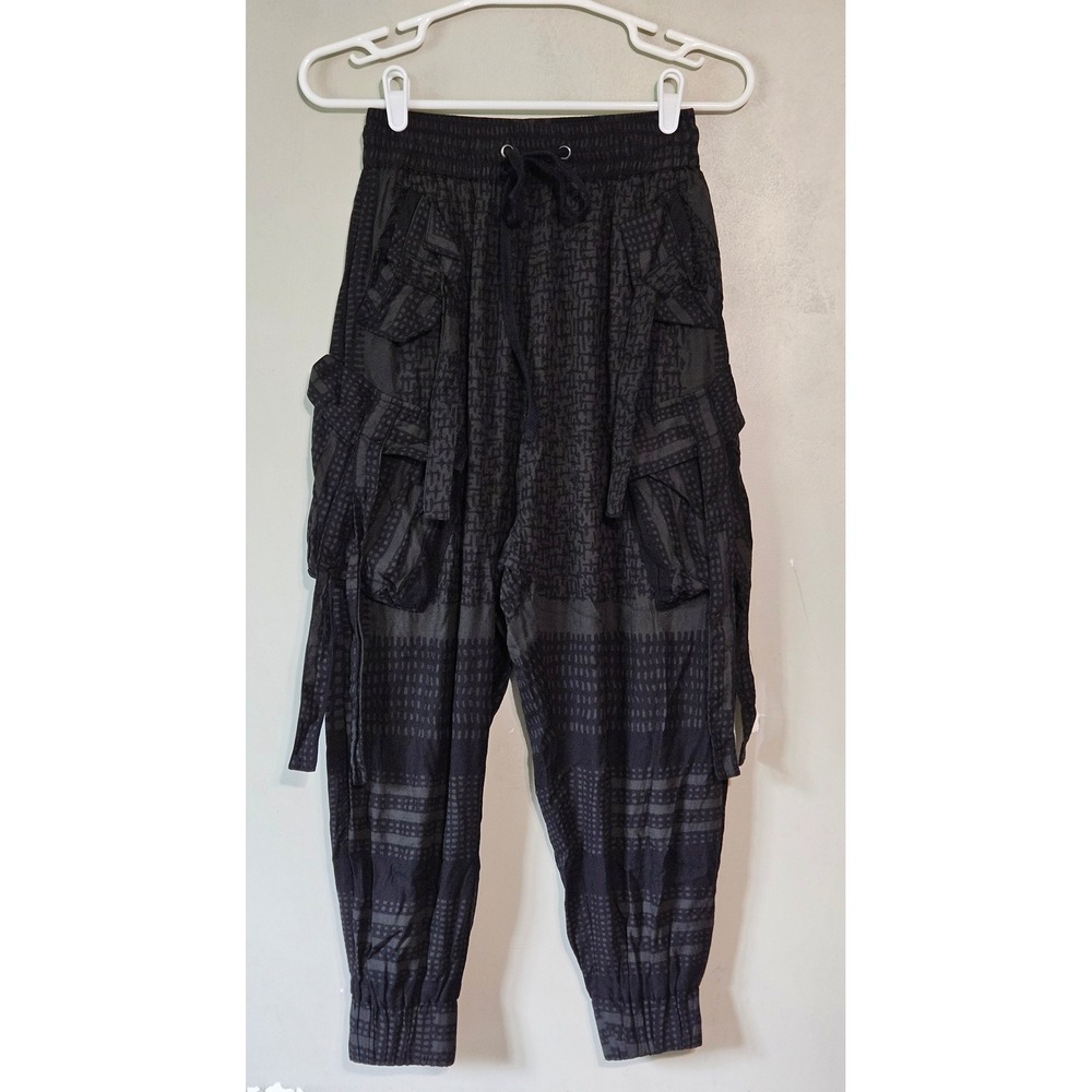 Jonny Cota Cargo Joggers Black-Dark green‎ Patterned Strap Streetwear XS